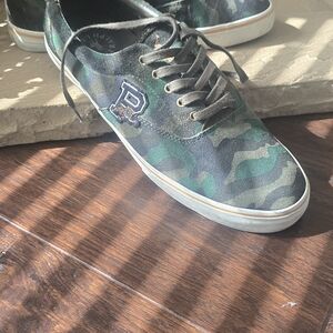 Camouflage Canvas Lace-Up Sneakers with 'P' Patch